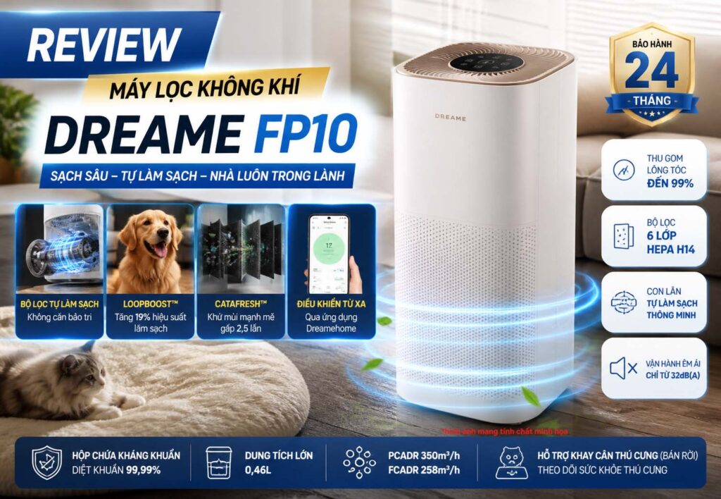 Đánh giá Dreame FP10 máy lọc không khí tự làm sạch cao cấp